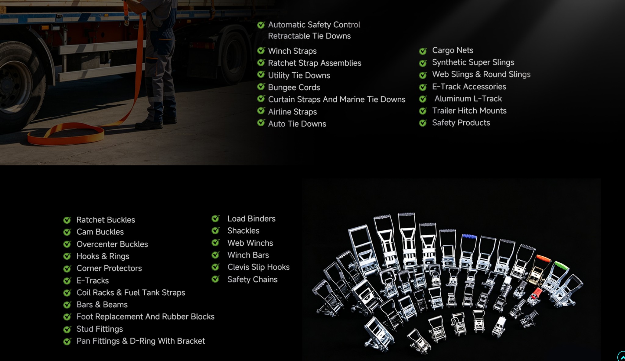 Miao Run Sen product catalog: cargo control, tie downs, slings, fittings and safety products